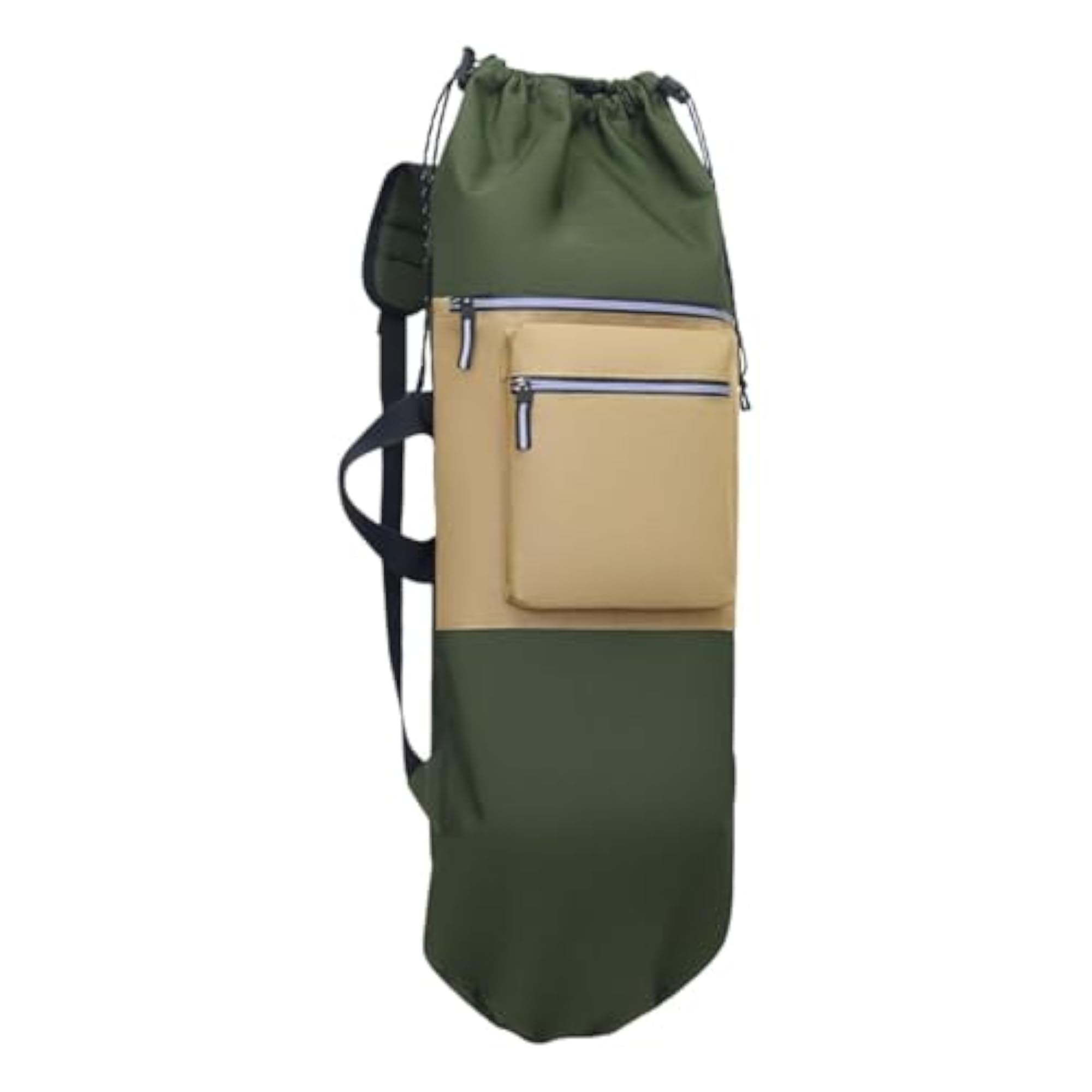 Drawstring Closure Skateboard Backpack for Outdoor Activities, Dark Green